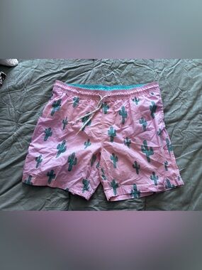 Goodfellow & Co Pink Swim Trunks with Green Cactus Print